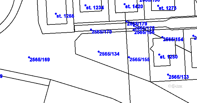 Parcela st. 2565/134 v KÚ Vranovice nad Svratkou, Katastrální mapa