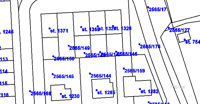 Parcela st. 2565/147 v KÚ Vranovice nad Svratkou, Katastrální mapa