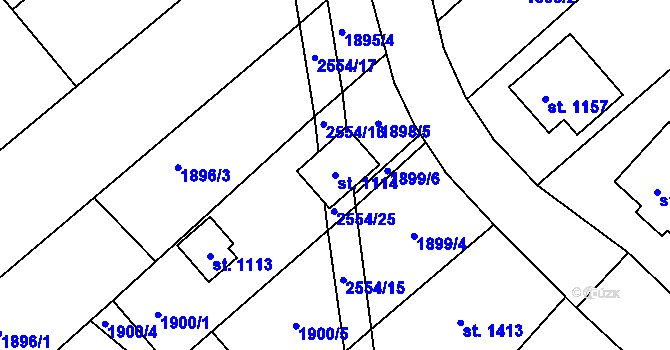 Parcela st. 1114 v KÚ Vranovice nad Svratkou, Katastrální mapa