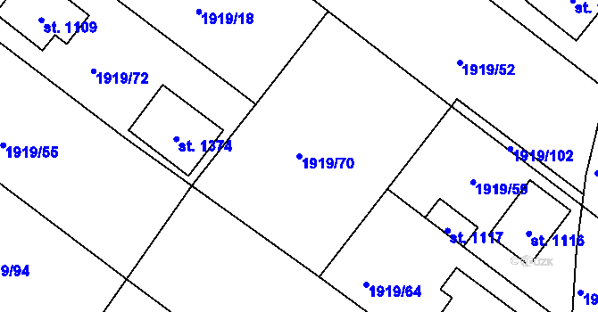 Parcela st. 1919/70 v KÚ Vranovice nad Svratkou, Katastrální mapa