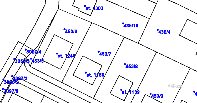 Parcela st. 453/7 v KÚ Vranovice nad Svratkou, Katastrální mapa