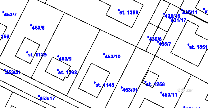 Parcela st. 453/10 v KÚ Vranovice nad Svratkou, Katastrální mapa