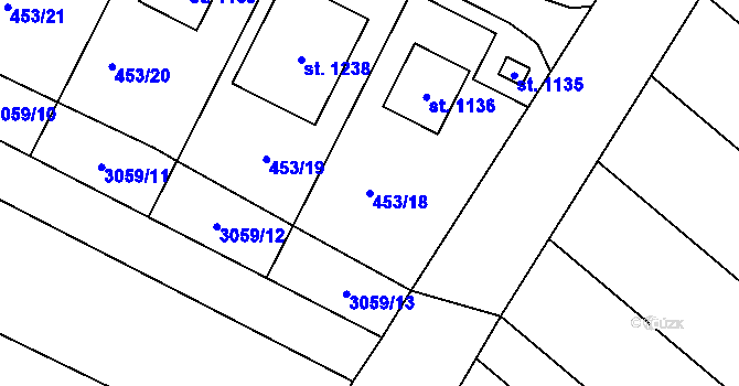 Parcela st. 453/18 v KÚ Vranovice nad Svratkou, Katastrální mapa
