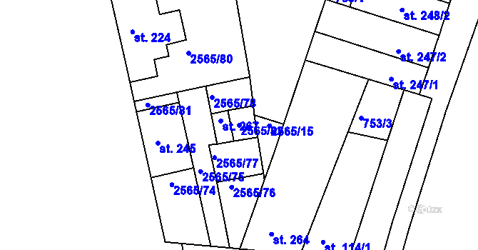Parcela st. 2565/82 v KÚ Vranovice nad Svratkou, Katastrální mapa
