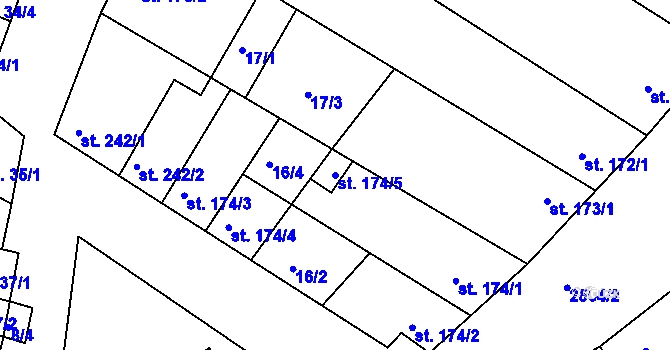 Parcela st. 174/5 v KÚ Vranovice nad Svratkou, Katastrální mapa