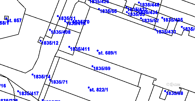 Parcela st. 689/1 v KÚ Vranovice nad Svratkou, Katastrální mapa