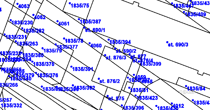 Parcela st. 876/3 v KÚ Vranovice nad Svratkou, Katastrální mapa