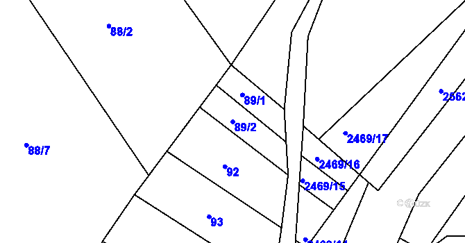 Parcela st. 89/2 v KÚ Vranovice nad Svratkou, Katastrální mapa