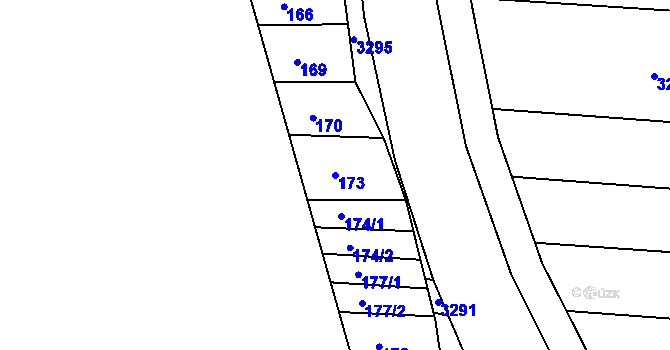 Parcela st. 173 v KÚ Vranovice nad Svratkou, Katastrální mapa