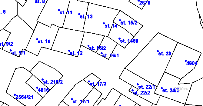Parcela st. 16/1 v KÚ Vranovice nad Svratkou, Katastrální mapa