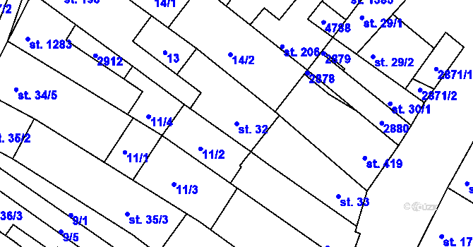 Parcela st. 32 v KÚ Vranovice nad Svratkou, Katastrální mapa