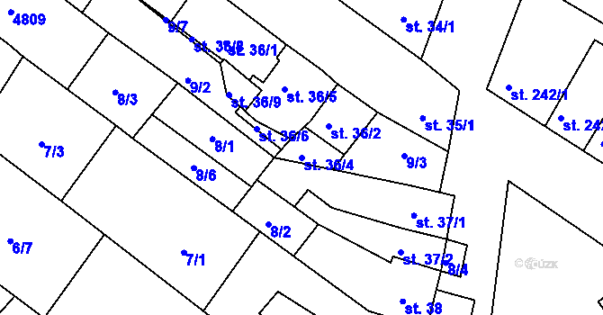 Parcela st. 36/4 v KÚ Vranovice nad Svratkou, Katastrální mapa