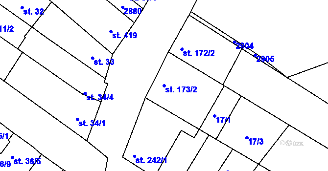 Parcela st. 173/2 v KÚ Vranovice nad Svratkou, Katastrální mapa