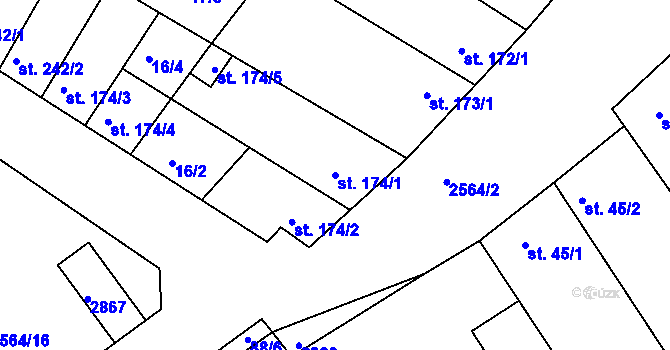 Parcela st. 174/1 v KÚ Vranovice nad Svratkou, Katastrální mapa