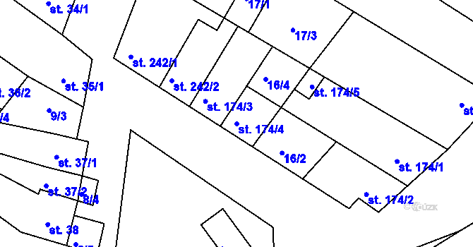 Parcela st. 174/4 v KÚ Vranovice nad Svratkou, Katastrální mapa