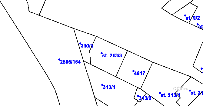 Parcela st. 213/3 v KÚ Vranovice nad Svratkou, Katastrální mapa