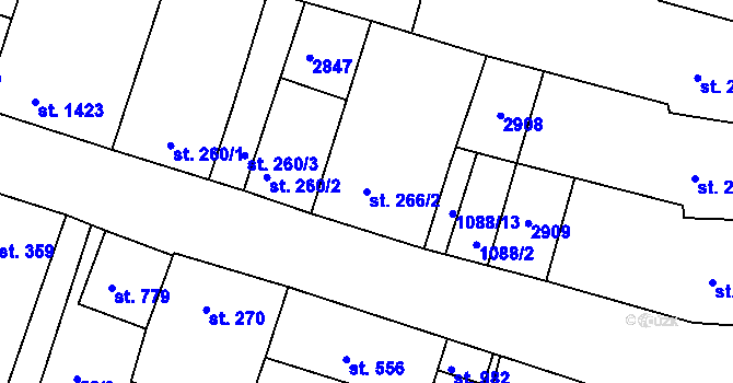 Parcela st. 266/2 v KÚ Vranovice nad Svratkou, Katastrální mapa