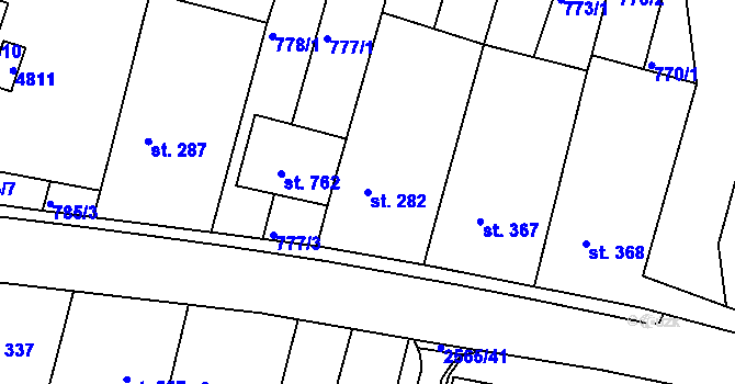 Parcela st. 282 v KÚ Vranovice nad Svratkou, Katastrální mapa