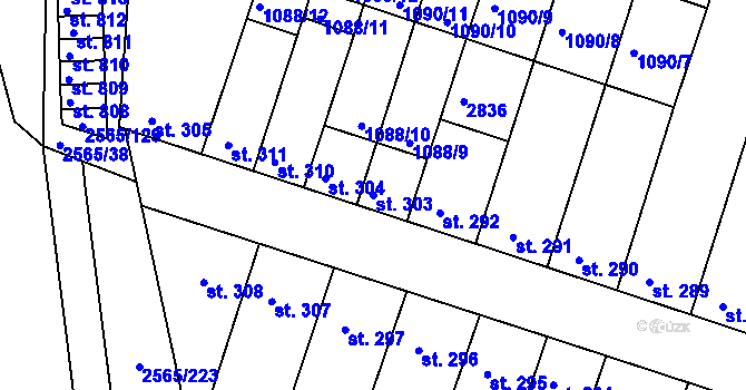 Parcela st. 303 v KÚ Vranovice nad Svratkou, Katastrální mapa