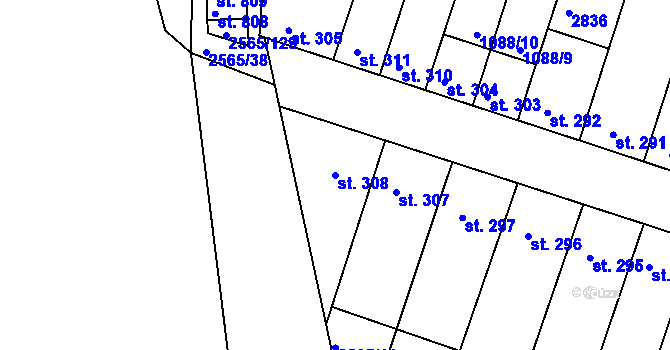 Parcela st. 308 v KÚ Vranovice nad Svratkou, Katastrální mapa