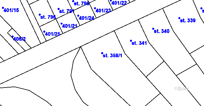 Parcela st. 358/1 v KÚ Vranovice nad Svratkou, Katastrální mapa