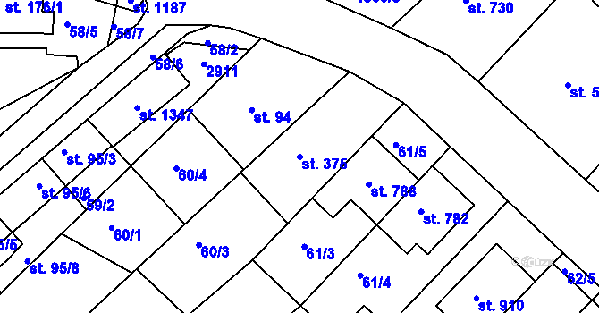 Parcela st. 375 v KÚ Vranovice nad Svratkou, Katastrální mapa