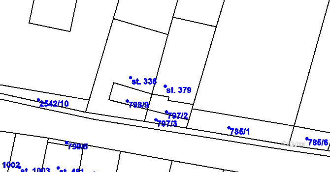 Parcela st. 379 v KÚ Vranovice nad Svratkou, Katastrální mapa