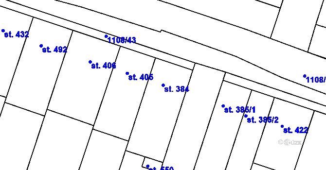 Parcela st. 384 v KÚ Vranovice nad Svratkou, Katastrální mapa
