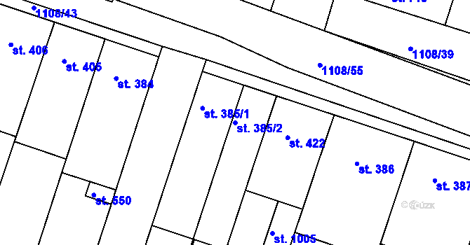 Parcela st. 385/2 v KÚ Vranovice nad Svratkou, Katastrální mapa