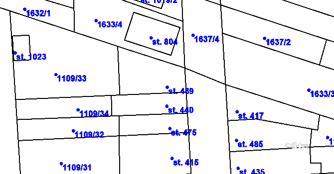 Parcela st. 439 v KÚ Vranovice nad Svratkou, Katastrální mapa