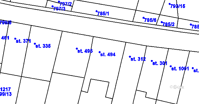 Parcela st. 494 v KÚ Vranovice nad Svratkou, Katastrální mapa