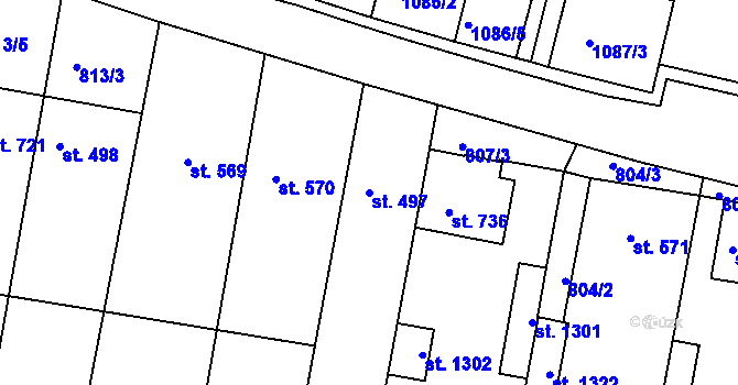 Parcela st. 497 v KÚ Vranovice nad Svratkou, Katastrální mapa