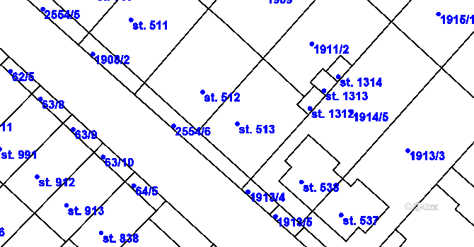 Parcela st. 513 v KÚ Vranovice nad Svratkou, Katastrální mapa