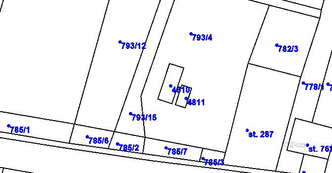 Parcela st. 551 v KÚ Vranovice nad Svratkou, Katastrální mapa