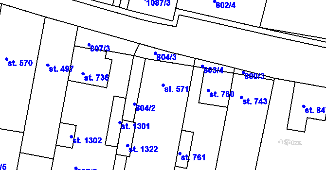 Parcela st. 571 v KÚ Vranovice nad Svratkou, Katastrální mapa