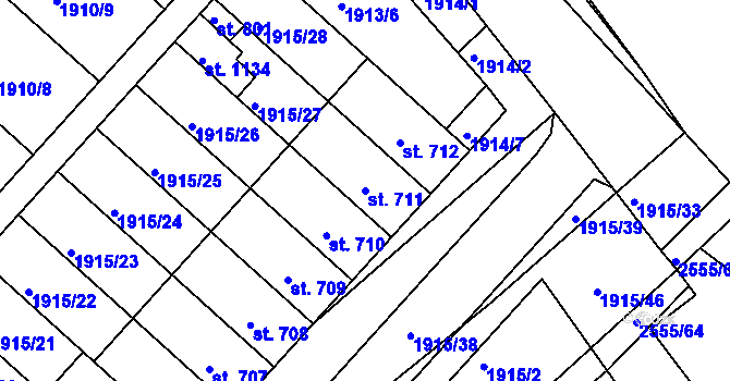 Parcela st. 711 v KÚ Vranovice nad Svratkou, Katastrální mapa