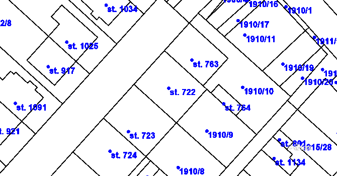 Parcela st. 722 v KÚ Vranovice nad Svratkou, Katastrální mapa