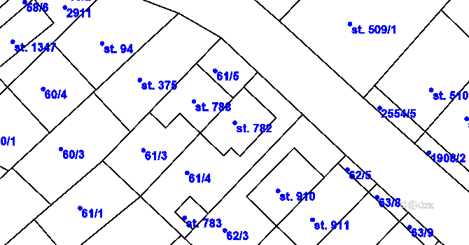Parcela st. 782 v KÚ Vranovice nad Svratkou, Katastrální mapa