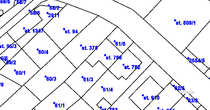 Parcela st. 788 v KÚ Vranovice nad Svratkou, Katastrální mapa