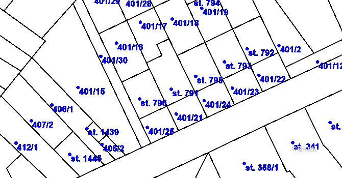 Parcela st. 791 v KÚ Vranovice nad Svratkou, Katastrální mapa