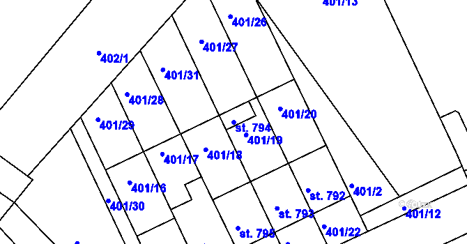 Parcela st. 794 v KÚ Vranovice nad Svratkou, Katastrální mapa