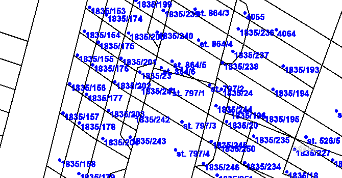 Parcela st. 797/1 v KÚ Vranovice nad Svratkou, Katastrální mapa