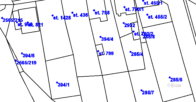 Parcela st. 799 v KÚ Vranovice nad Svratkou, Katastrální mapa