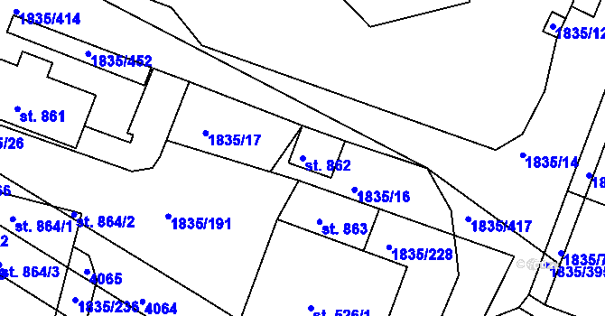 Parcela st. 862 v KÚ Vranovice nad Svratkou, Katastrální mapa