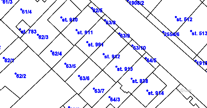 Parcela st. 912 v KÚ Vranovice nad Svratkou, Katastrální mapa