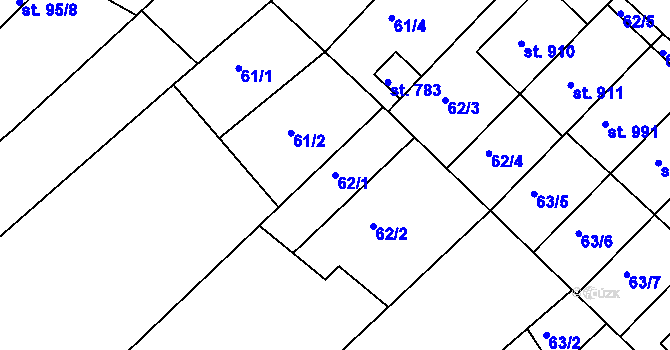 Parcela st. 62/1 v KÚ Vranovice nad Svratkou, Katastrální mapa