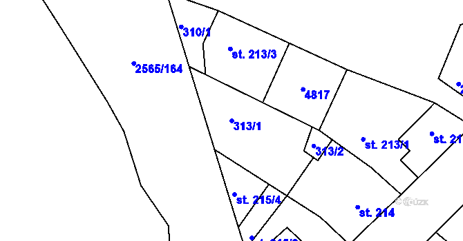 Parcela st. 313/1 v KÚ Vranovice nad Svratkou, Katastrální mapa