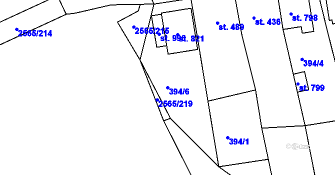 Parcela st. 394/6 v KÚ Vranovice nad Svratkou, Katastrální mapa