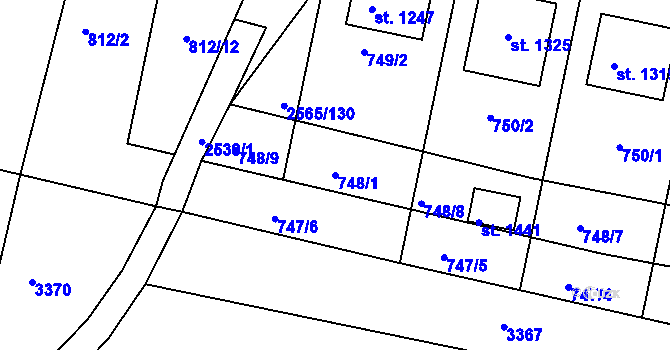 Parcela st. 748/1 v KÚ Vranovice nad Svratkou, Katastrální mapa