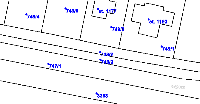 Parcela st. 748/2 v KÚ Vranovice nad Svratkou, Katastrální mapa